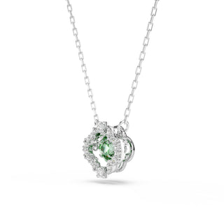 Una Angelic pendant, Mixed cuts, Green, Rhodium plated