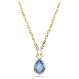 Chroma pendant, Pear cut, Blue, 18K gold finish