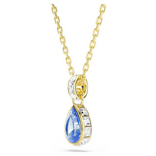 Chroma pendant, Pear cut, Blue, 18K gold finish