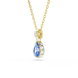 Chroma pendant, Pear cut, Blue, 18K gold finish