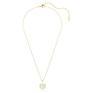 Magic pendant, Mixed cuts, Snowflake, White, 18K gold finish