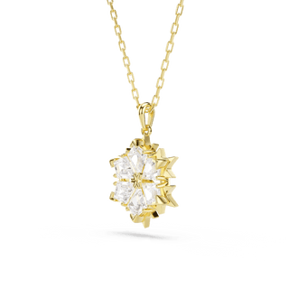 Magic pendant, Mixed cuts, Snowflake, White, 18K gold finish