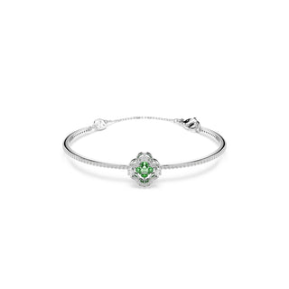 Una Angelic bangle, Mixed cuts, Green, Rhodium plated