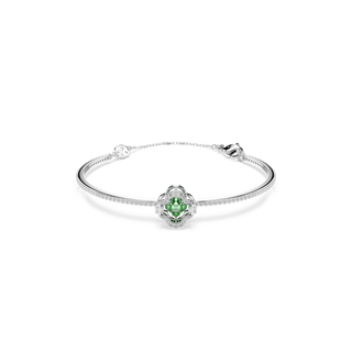 Una Angelic bangle, Mixed cuts, Green, Rhodium plated