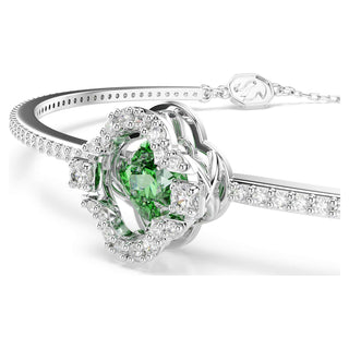 Una Angelic bangle, Mixed cuts, Green, Rhodium plated