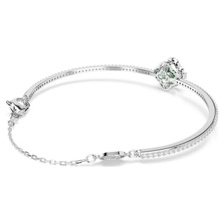 Una Angelic bangle, Mixed cuts, Green, Rhodium plated