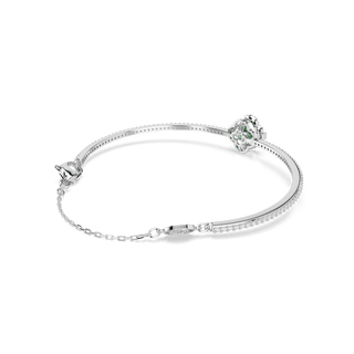 Una Angelic bangle, Mixed cuts, Green, Rhodium plated