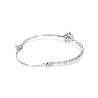 Una Angelic bangle, Mixed cuts, Green, Rhodium plated