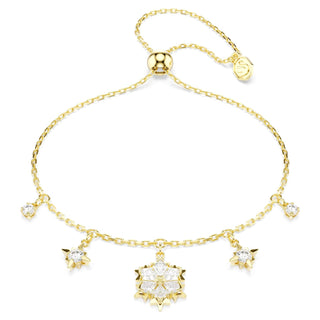 Magic bracelet, Mixed cuts, Snowflake, White, 18K gold finish