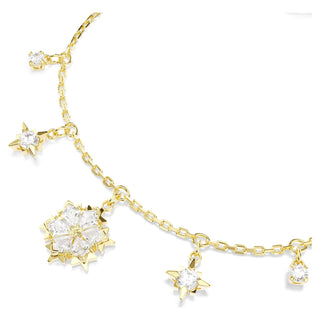 Magic bracelet, Mixed cuts, Snowflake, White, 18K gold finish