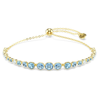 Imber bracelet, Round cut, Blue, 18K gold finish