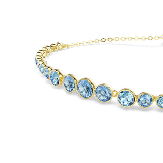 Imber bracelet, Round cut, Blue, 18K gold finish