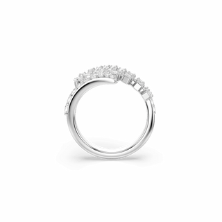Vienna open ring, Mixed cuts, Feather, White, Rhodium plated
