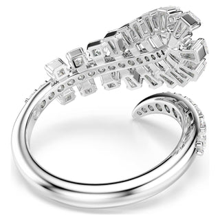Vienna open ring, Mixed cuts, Feather, White, Rhodium plated