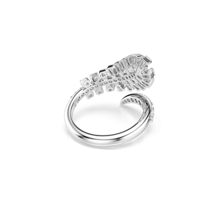 Vienna open ring, Mixed cuts, Feather, White, Rhodium plated