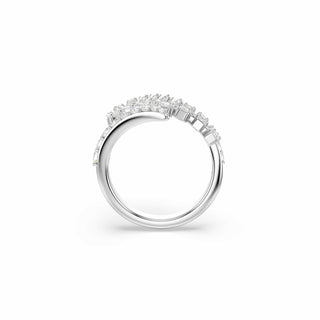 Vienna open ring, Mixed cuts, Feather, White, Rhodium plated
