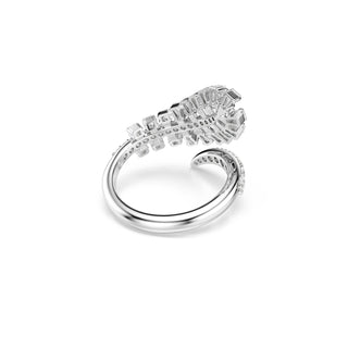 Vienna open ring, Mixed cuts, Feather, White, Rhodium plated