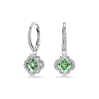 Una Angelic drop earrings, Mixed cuts, Green, Rhodium plated