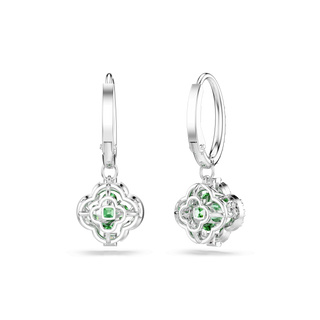 Una Angelic drop earrings, Mixed cuts, Green, Rhodium plated