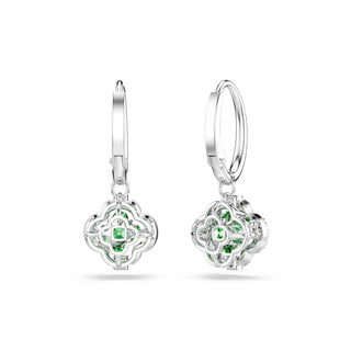 Una Angelic drop earrings, Mixed cuts, Green, Rhodium plated