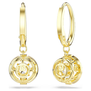 Una Angelic drop earrings, Round cut, White, 18K gold finish
