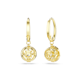 Una Angelic drop earrings, Round cut, White, 18K gold finish