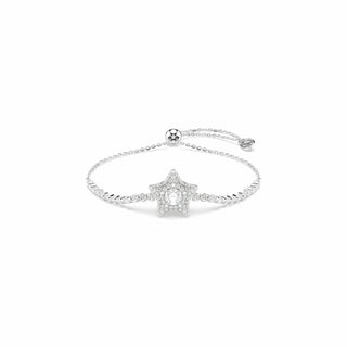 Sublima bracelet, Round cut, Star, White, Rhodium plated