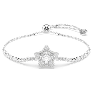 Sublima bracelet, Round cut, Star, White, Rhodium plated