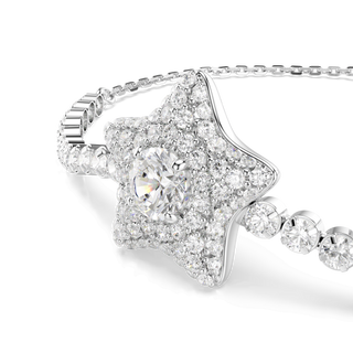 Sublima bracelet, Round cut, Star, White, Rhodium plated