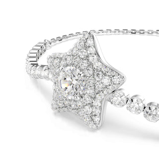 Sublima bracelet, Round cut, Star, White, Rhodium plated