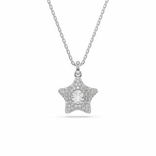 Sublima pendant, Round cut, Star, White, Rhodium plated