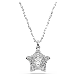 Sublima pendant, Round cut, Star, White, Rhodium plated