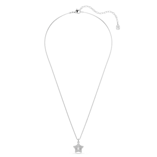 Sublima pendant, Round cut, Star, White, Rhodium plated