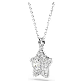 Sublima pendant, Round cut, Star, White, Rhodium plated