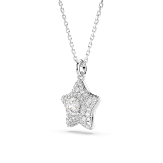 Sublima pendant, Round cut, Star, White, Rhodium plated