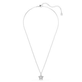 Sublima pendant, Round cut, Star, White, Rhodium plated
