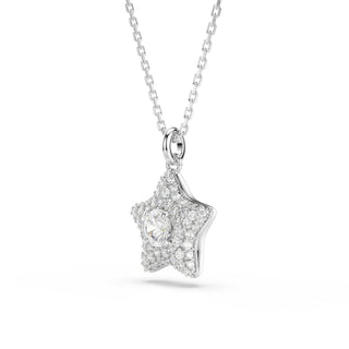 Sublima pendant, Round cut, Star, White, Rhodium plated