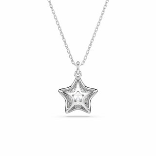 Sublima pendant, Round cut, Star, White, Rhodium plated