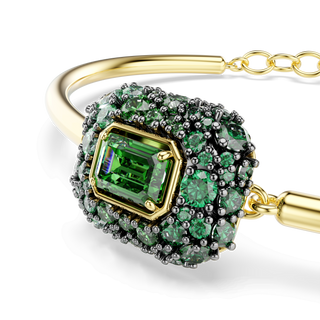Sublima bangle, Octagon cut, Green, 18K gold finish