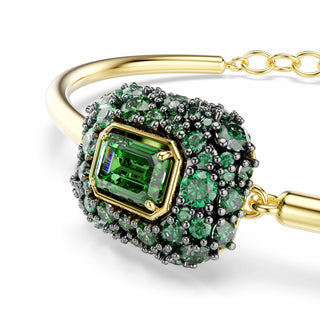 Sublima bangle, Octagon cut, Green, 18K gold finish