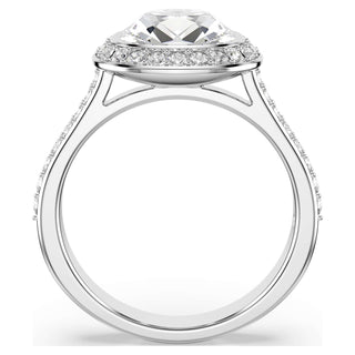Una Angelic halo ring, Cushion cut, White, Rhodium plated