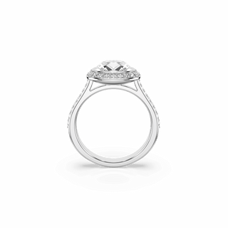Una Angelic halo ring, Cushion cut, White, Rhodium plated