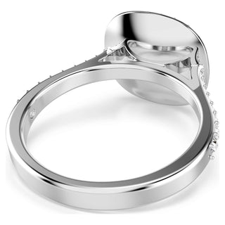 Una Angelic halo ring, Cushion cut, White, Rhodium plated