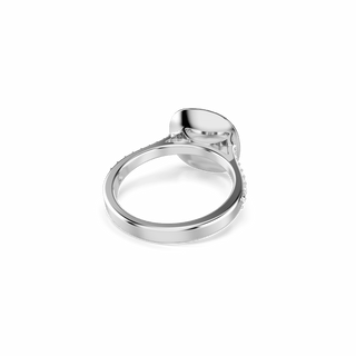 Una Angelic halo ring, Cushion cut, White, Rhodium plated
