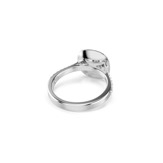 Una Angelic halo ring, Cushion cut, White, Rhodium plated