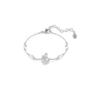Swan bracelet, Mixed cuts, Swan, White, Rhodium plated
