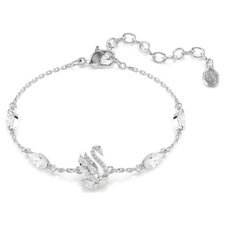Swan bracelet, Mixed cuts, Swan, White, Rhodium plated