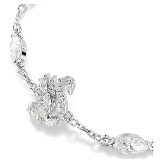 Swan bracelet, Mixed cuts, Swan, White, Rhodium plated
