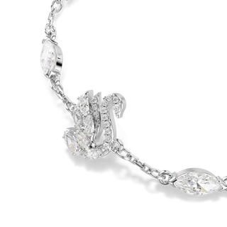 Swan bracelet, Mixed cuts, Swan, White, Rhodium plated