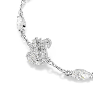 Swan bracelet, Mixed cuts, Swan, White, Rhodium plated